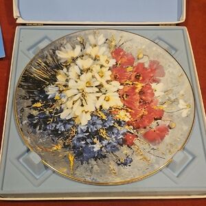 Floral Decorative Plate with Gold Accents. Royal Doulton